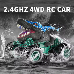 Juguetes de Coche Dinosaurio con Control Remoto por Radio de 2.4GHz para Niños, Vehículo <span class=keywords><strong>Dino</strong></span> con Luces, Efectos de Sonido y Función de Pulverización de Agua - Product Image 3