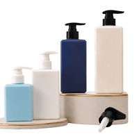 Bouteille carrée en PEHD 150ml 300ml 450ml noire avec pompe à lotion, emballage pour shampoing, couleurs personnalisées pour gel douche et lavant corporel, vente en gros