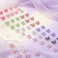 Breloques pour ongles en résine 3D en forme de papillon de dessin animé, ornements pour ongles en forme de papillon colorés et scintillants, mini décorations pour ongles Kawaii pour manucure DIY