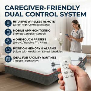 Cadre de lit réglable intelligent avec moteur allemand et télécommande sans fil, préréglage zéro gravité pour les soins à domicile des personnes âgées S1 Ad - Product Image 4