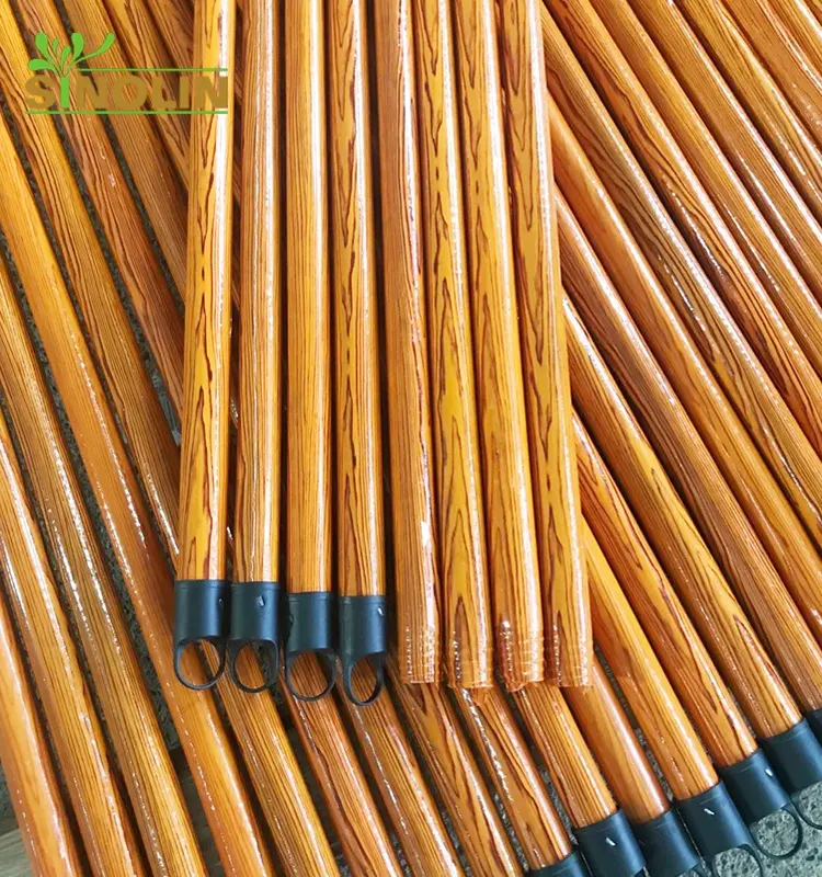 Pemasok Cina Gagang Pel Kayu 120*2.2Cm Kayu Dowel dengan Lubang Pvc Dilapisi Batang Benang Italia