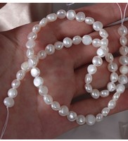 Perles d'eau douce naturelles de qualité AA en gros, 6-7 mm, brillantes des deux côtés, blanches, de forme irrégulière, à fort éclat, perles brutes pour la fabrication artisanale DIY