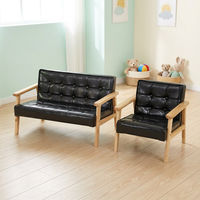 Canapé inclinable pour enfants en bois massif écologique avec coussin en tissu PU, chaise durable pour tout-petits, idéal pour l'école, la chambre et le salon