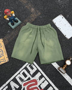 Pantalones Cortos de Algodón French Terry para Hombre, con Cordón Largo, Estilo Vintage, Desgastados, con Gráficos Personalizados, Lavado Ácido - Product Image 3