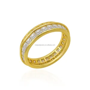 Goudkleurige Geplateerde Messing Ring Met Doorzichtig Zirkoon Uniek Ontwerp Trendy Stijl Mooie Messing Sieraden Cadeau Voor Vrouw Groothandel
