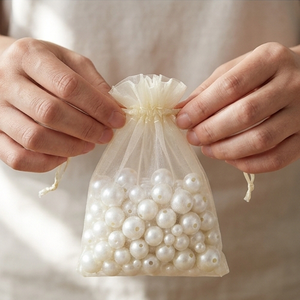 Sac cadeau en organza transparent de qualité supérieure avec cordon de serrage pour bijoux, perles et petits cadeaux - Product Image 5