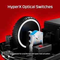 Mouse Gaming Nirkabel HyperX Pulsefire Saga Pro untuk Tangan Kanan, RGB Backlit, Ringan 72g, Optik, Dapat Diprogram, Dual Mode, Tersedia
