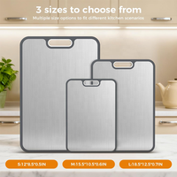 Ensemble de 3 planches à découper en titane, double face, titane pur/PP de qualité alimentaire, planche à découper pour la cuisine, facile à nettoyer, grande taille
