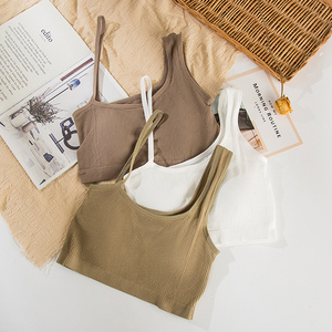 Camisoles avec soutien-gorge intégré pour femmes, hauts sans manches pour femmes, hauts courts sexy en tricot pour femmes, hauts à bretelles décolletés - Product Image 5