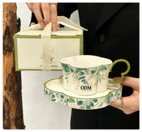 Ensemble tasse à café et soucoupe en porcelaine moderne de 250ml tasse à thé de l'après-midi tasse à latte cadeau d'affaires souvenir