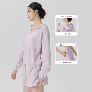 เสื้อโค้ทสำหรับผู้หญิงและน้ำหนักเบามีซิปรูดเต็มรูปแบบเสื้อกีฬาสำหรับใส่กลางแจ้งโลโก้ออกแบบได้ตามต้องการ - Product Image 4