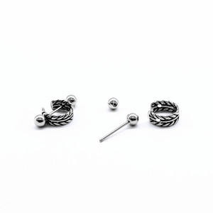 yunnique Tibetan <b>Silver</b> <b>Stud</b> Earrings Geometric Design Stainless Steel Post For Men And Women Fashion Jewelry - Product Image 2