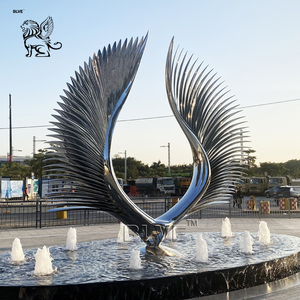 Fuente de Agua para Exteriores BLVE, Escultura de Alas de Ángel de Acero Inoxidable, Arte Moderno Pulido a Espejo, para Parque - Product Image 2