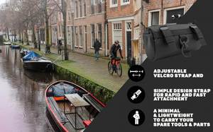 Bolsa de Manillar para Bicicleta Multifuncional de Nailon Resistente, con Cremallera Reflectante Grande, Impermeable, Desmontable, Negra, Deportiva - Product Image 5