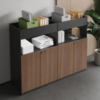 Mueble de Oficina con Cerradura, Armario de Almacenamiento de Madera con Ranura Superior para Macetas, Mueble Lateral de Oficina con Estante Abierto para Archivos