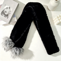 Écharpe polyvalente en peluche double face pour l'automne et l'hiver, imitant la fourrure de vison avec pompon en fourrure