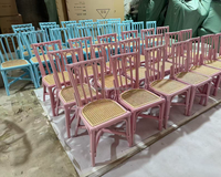 Chaise de fête en rotin pastel Macaron, empilable, avec assise en rotin, pour fête d'anniversaire en extérieur, café ludique, location événementielle