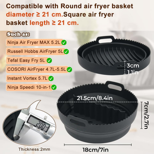 Accessoires pour <span class=keywords><strong>friteuse</strong></span> à air en silicone pliable, bols réutilisables, plaque de cuisson, four pour <span class=keywords><strong>friteuse</strong></span> à air de 3 à 5 litres, doublures de panier, pot - Product Image 2