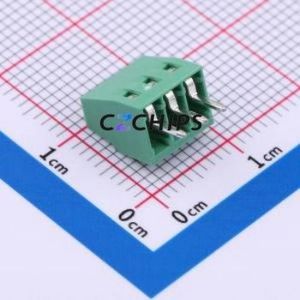 MX128-2.54-03P-GN01-Cu-Y-A Screw Terminal Block Through hole Component (THT),P=2.54mm Connector 1x3P 2.54mm Green Through Hole - Product Image 2