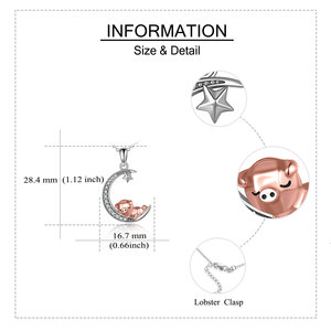 Nuevo diseño 925 plata esterlina dos tonos circón cúbico Luna con estrella cerdo colgante collar - Product Image 5