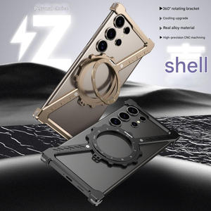 Custodia rimovibile per telefono senza cornice in alluminio per <span class=keywords><strong>Samsung</strong></span> S22 S23 S24 S24 Ultra <span class=keywords><strong>360</strong></span> ° supporto di rotazione magnetica in metallo per paraurti antiurto - Product Image 6