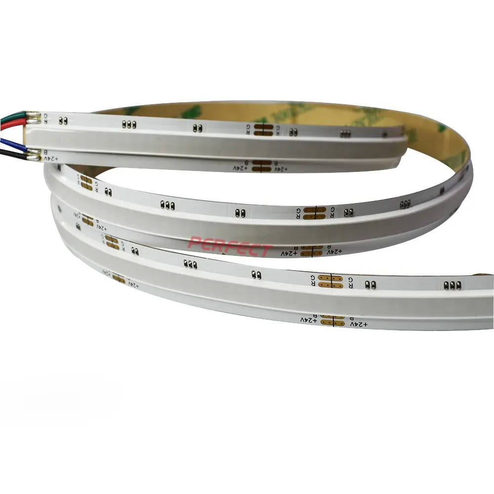 Tira de led rgb, alta qualidade dc24v rgb flexível 180 graus ângulo grande flexível cob luz de fita de led