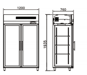 Vitrine Réfrigérée/Congélateur Commerciale Sans Givre à 2 Portes en Verre, Refroidissement par Air, pour Bar Arrière, Refroidisseur de Boissons pour Supermarché A1R - Product Image 2