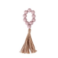 Anneaux de serviette en perles de bois Ychon avec pompons, boucles rustiques pour serviettes de table de mariage, décoration de fête de Noël, décoration bohème pour la maison