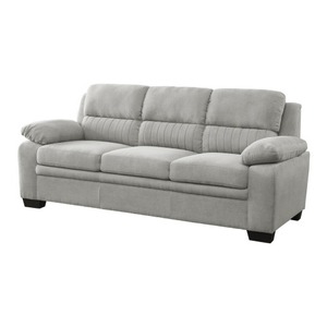 Canapé convertible Hugh de 80 pouces en chenille grise avec cadre en bois massif et coussins en mousse souple pour appartement et hôtel - Product Image 3