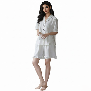 Conjunto de Pijama Ligero de Verano para Mujer, Estilo Francés, Secado Rápido, Conjunto Corto a Rayas, Ropa de Dormir Cómoda para Mujeres Jóvenes - Product Image 2