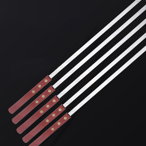 Spiedini Grandi e Pesanti in Acciaio Inossidabile con Manico in Legno, Forchette per Barbecue, Spiedini per Shish Kebab - Product Image 1