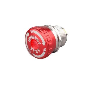 Bouton-poussoir d'arrêt d'urgence en métal étanche, tête champignon en acier inoxydable, 1NO, IP67, anneau LED lumineux, 16/19/22/25/30mm - Product Image 1