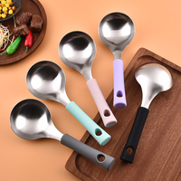 Offre Spéciale haute qualité vaisselle coréenne métal 304 riz cuillère de service tête ronde plat riz cuillère coréen riz cuillère