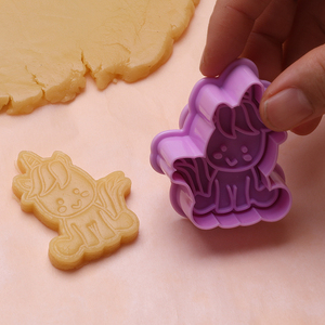 4pcs nhựa Cookie tem và cắt đặt Unicorn phim hoạt hình bánh ngọt Nguồn cung cấp Cookie cắt - Product Image 5
