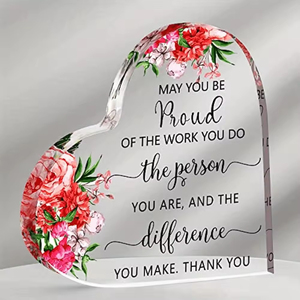 Plaque en acrylique personnalisée en forme de cœur créative, souvenir pour maman, <span class=keywords><strong>d</strong></span>écoration de bureau, cadeau de Noël - Product Image 2