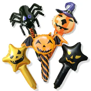 Halloween new hot selling spider pumpkin wizard inflatable stick holding balloon for Halloween holiday party decoration