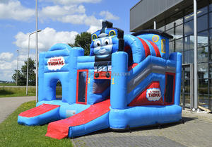 Gran oferta, Castillo de <span class=keywords><strong>salto</strong></span> inflable duradero de grado comercial, casa de gorila de tren <span class=keywords><strong>Thomas</strong></span> con tobogán para niños, combinación impresa - Product Image 2