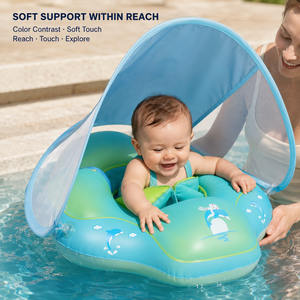 Siège de bain gonflable pour bébé avec auvent solaire amovible, sangle en maille souple et corps large en PVC pour les gammes de piscines personnalisées - Product Image 4