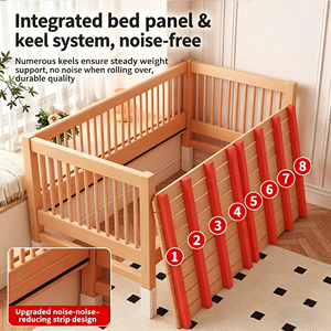 Cuna individual <span class=keywords><strong>de</strong></span> madera maciza para niños, plegable y ensamblable, con <span class=keywords><strong>respaldo</strong></span> suave y borde extensible, diseño <span class=keywords><strong>sencillo</strong></span> y personalizable. - Product Image 2