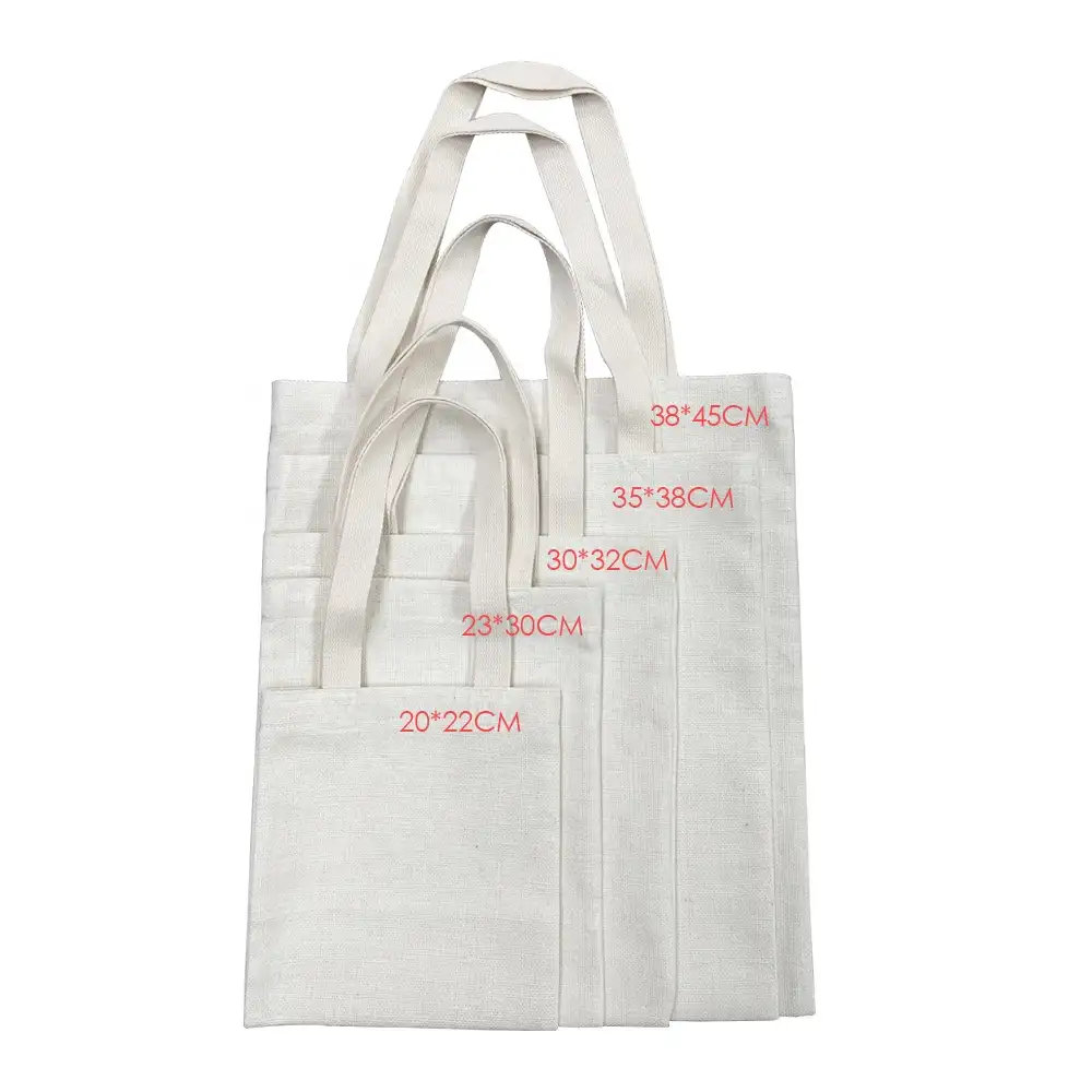 Prosub Sublimation Shopping Shoulder Bag Blank White Custom Printed Logo Linen Polyester Sublimation Tote Bag Sublimation Bags