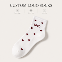 Chaussettes ras du cou côtelées respirantes, douces et techniques, haut de gamme, avec motif mignon, couleur personnalisée, logo cœur, design gratuit