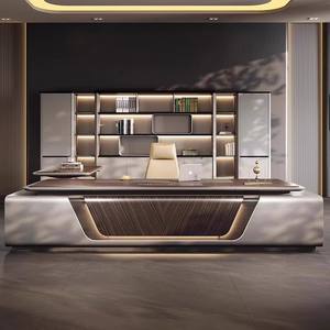 Meja Kantor Eksekutif Modern Set Furnitur Kantor Mewah Kelas Atas Bentuk L Meja Kantor CEO Meja dan Kursi Kantor Kayu - Product Image 2