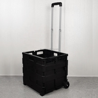 Chariot de courses pliable et portable en plastique avec roues et poignée réglable