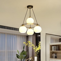 Lustre LED en fer et verre noir pour restaurant, moderne, simple, chaleureux, pour salle à manger, chambre, bar, escalier, avec variation de trois couleurs, créatif