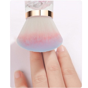 Brosse à poussière pour ongles en nylon avec manche en acrylique souple, rose et blanche, pour enlever la poudre de paillettes, pour la manucure et le nettoyage du maquillage - Product Image 5