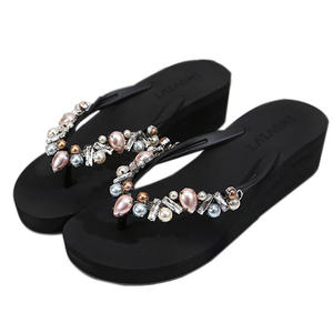 Yaz kadın kırmızı Flip flop kabuk Rhinestones ile hafif moda trendi kişiselleştirilmiş ucuz toptan plaj terlik için - Product Image 1