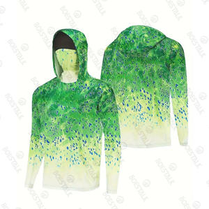 Kaus bertudung memancing perlindungan matahari Uv kustom LOGO Upf50 kaus hoodie lengan panjang poliester cepat kering hoodie memancing pria uniseks - Product Image 6
