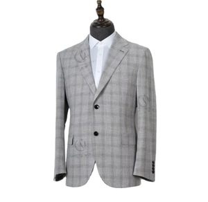 Nuevo conjunto de abrigo informal a <span class=keywords><strong>cuadros</strong></span> <span class=keywords><strong>gris</strong></span> <span class=keywords><strong>claro</strong></span> a la moda para hombre de 2 piezas, conjunto de boda personalizado para hombre - Product Image 1