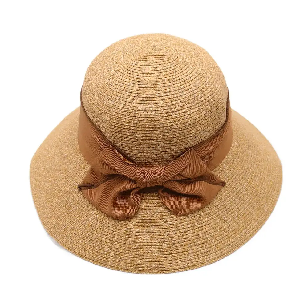 Ruimanoke Gaoda dukungan pabrik OEM musim panas gaya ikatan simpul kertas jerami kepang topi pantai