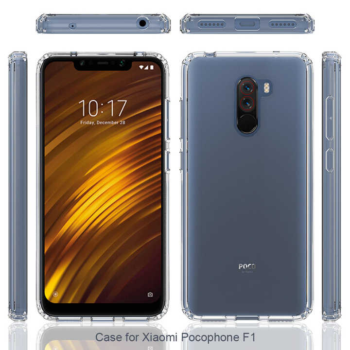 Xiaomi Pocophone F1/PocoF1用の滑り止め耐衝撃性透明TpuPCケース携帯電話 